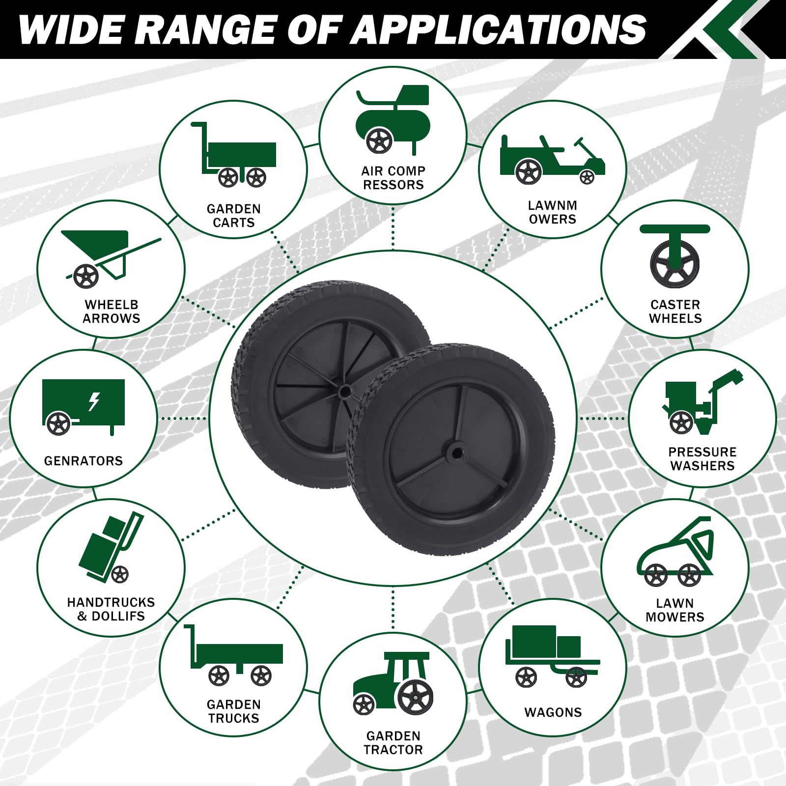 CheeMuii 4 ruote per tosaerba da 25,4 cm, colore nero, ricambio per Oregon 72-110, compatibili con tosaerba a spinta Craftsman/AYP/MTD, carrello a mano, barbecue, ecc