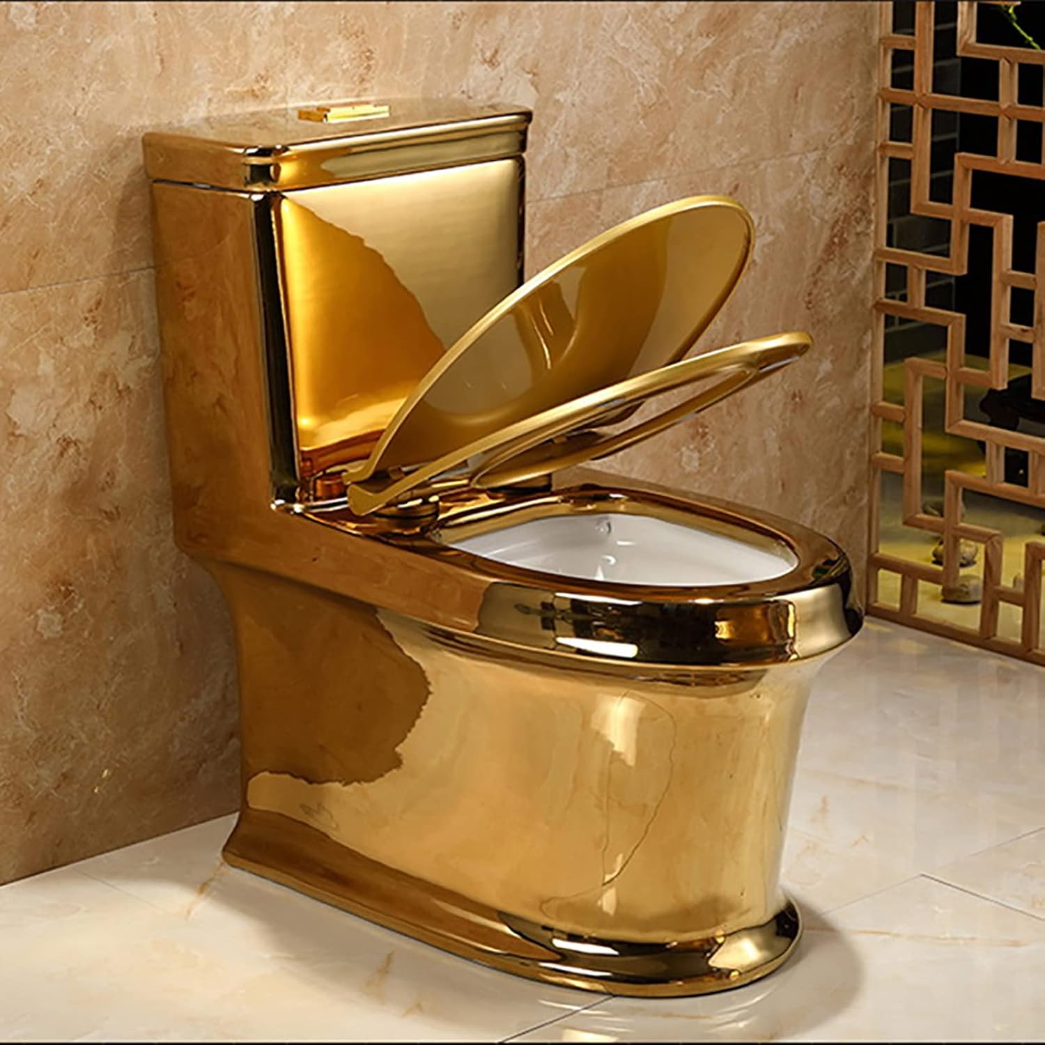 Toilet Golden Mute Toilet Hotel Bathroom Pumping Household Personality Creative Ceramic Toilet Gold-700x390x750mm,Gold-700x390x750mm