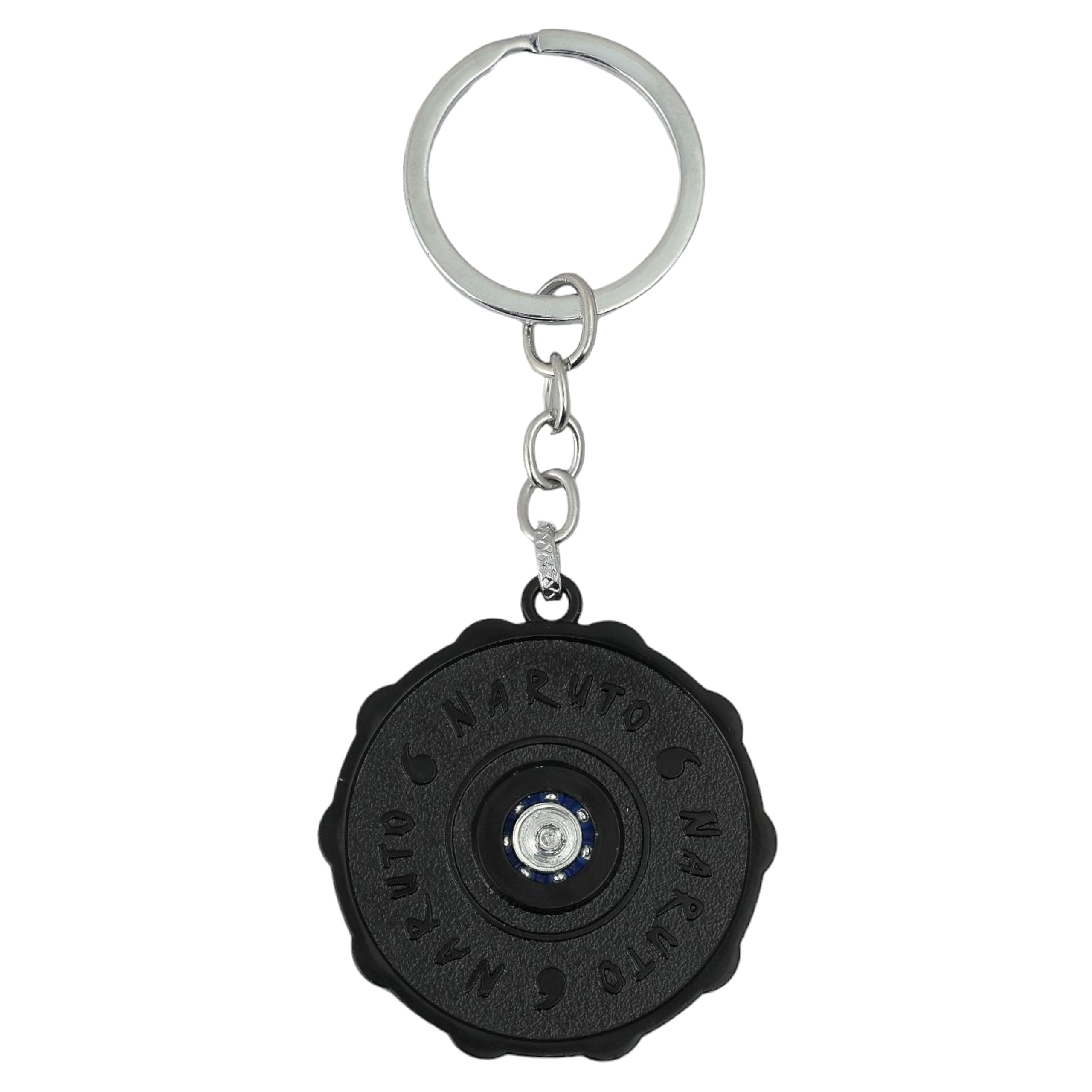 Daiyamondo Anime Silver Rotating Spinning Metal Keychain |Anime Key ring| Perfect Keychain For Anime Lover | Key ring for car Bikes | keychain for boys (Black Red Leaf) - Image 4 thumbnail