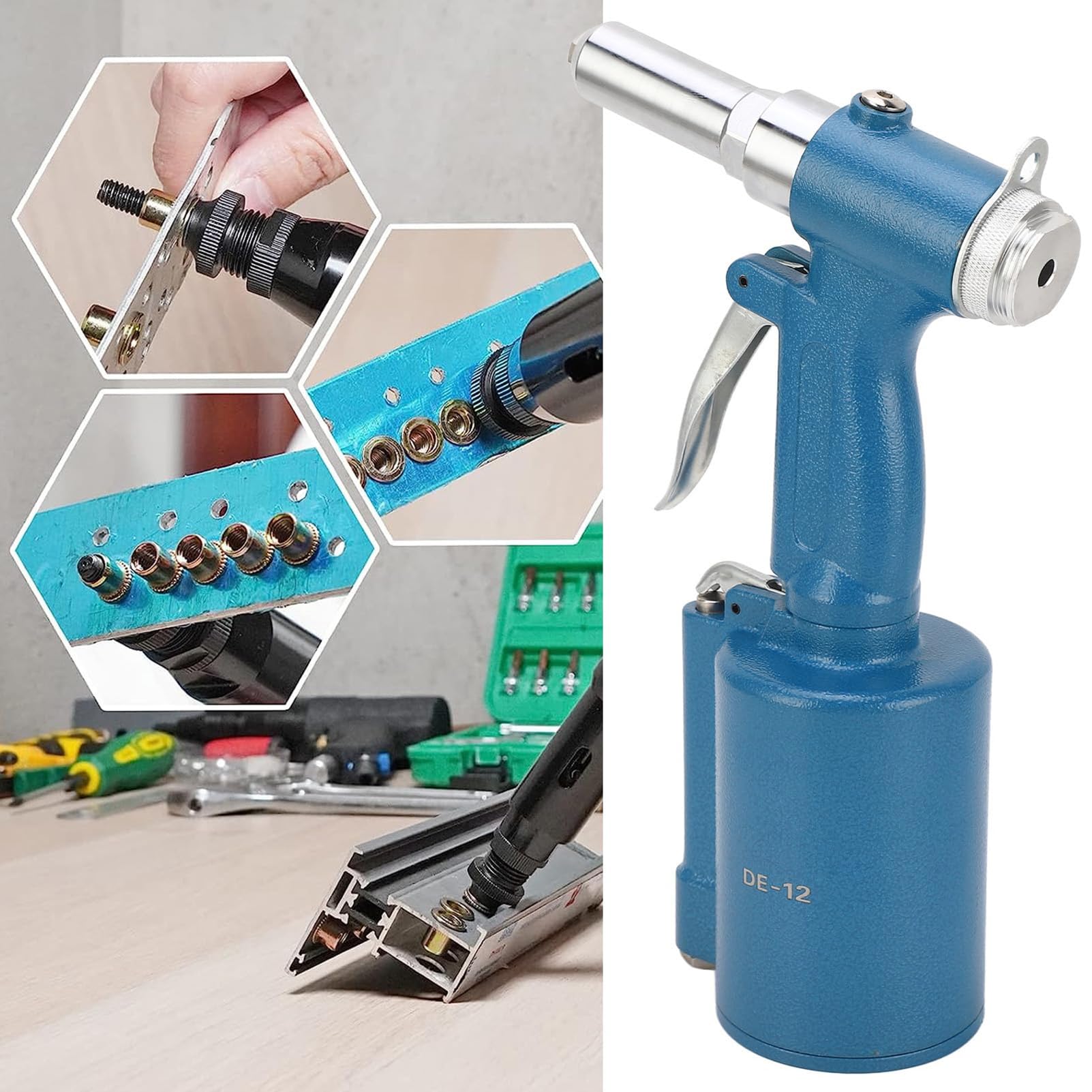 Pistola de remache neumática industrial hidráulica neumática remachadora ciega pistola de tuerca remachadora neumática pistola de tuerca remachadora neumática pistola de tuerca de remache de aire
