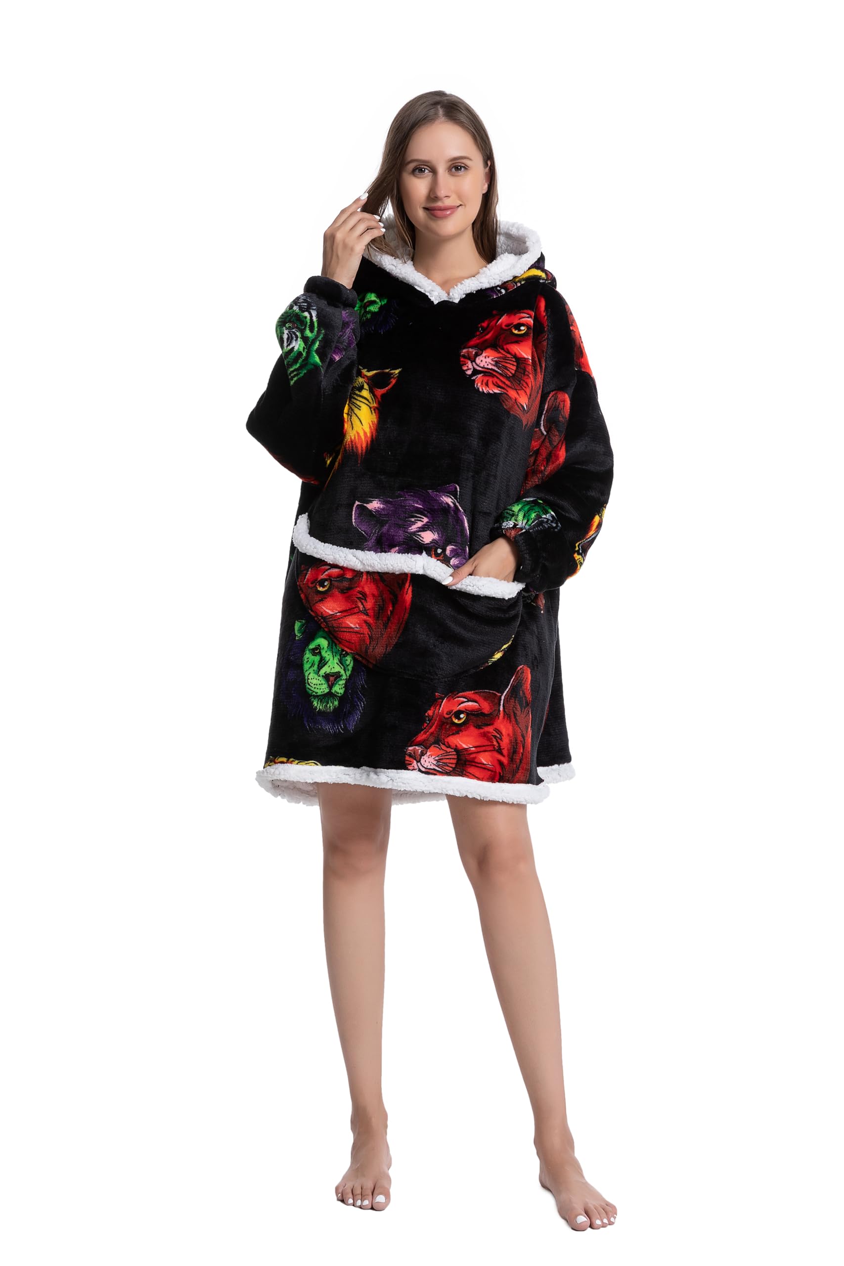 Adult Oversized SNUGGIES Hood Wearable Blanket Sherpa Short Sweatshirt