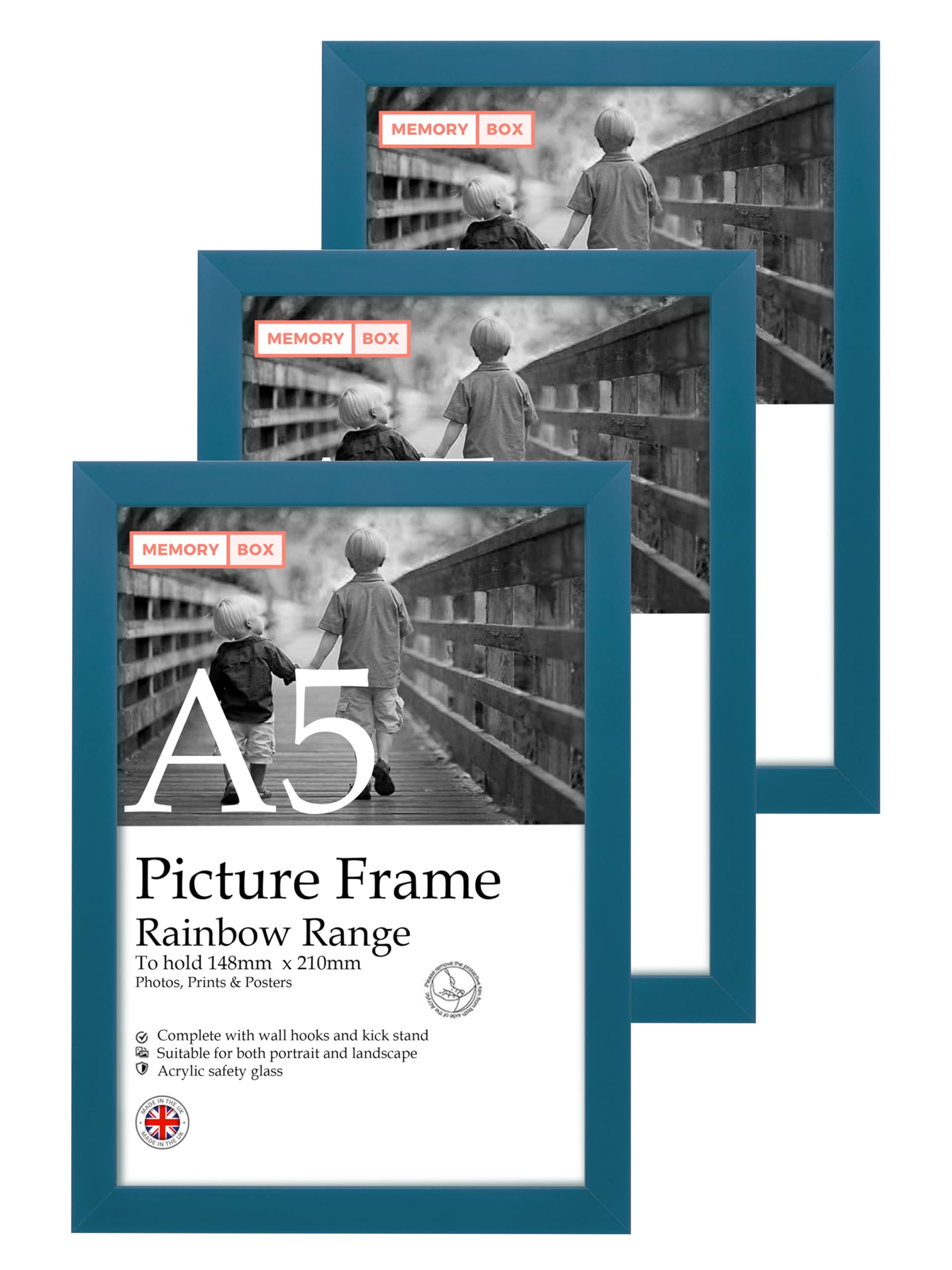 A5 Blue Picture Frame Set of 3, Perfect for Displaying A5 Picture Gallery Walls, Posters, Photos, Artwork, or Prints, Blue