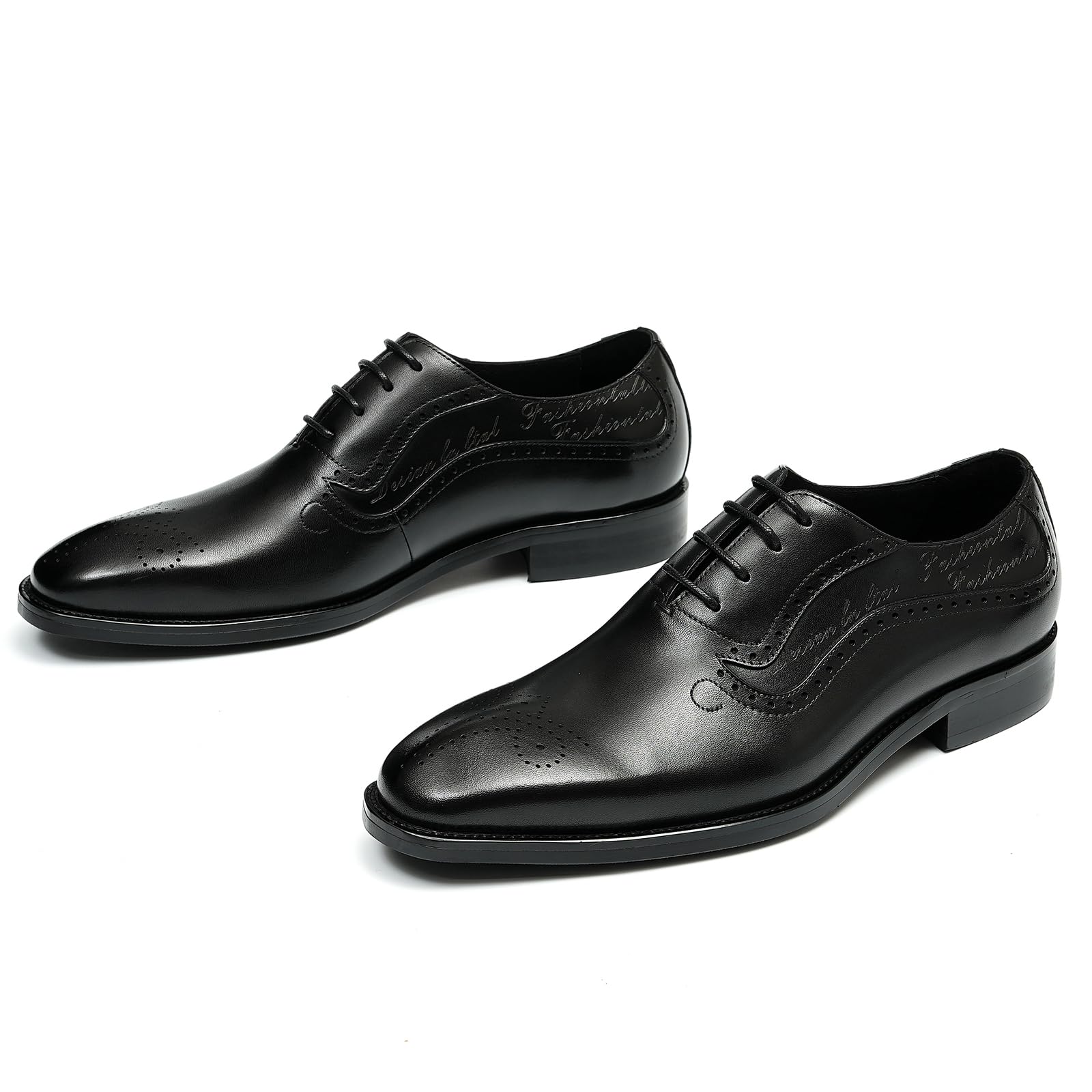 Brogues Oxford Formales Negocios para Hombres Zapatos Vestido en Cuero Genuino Zapatos de Vestir Bajos con Cordones