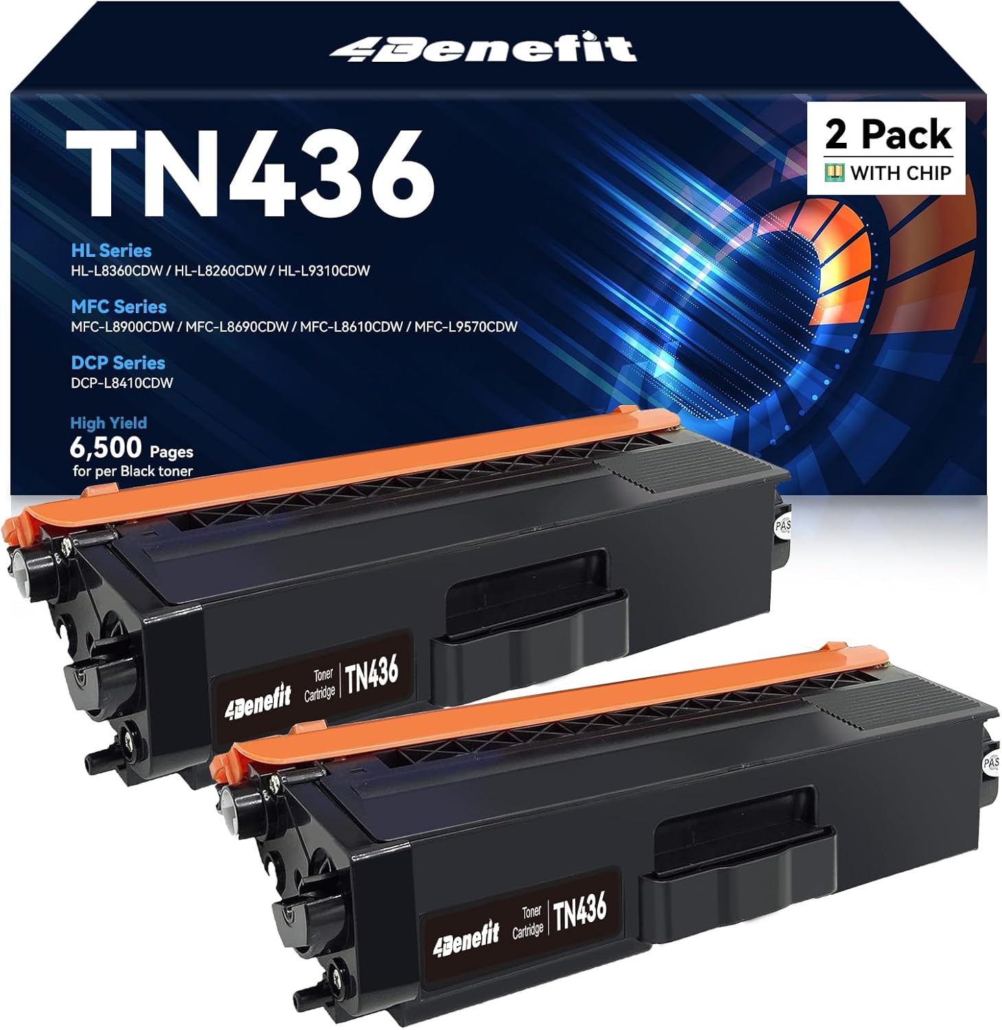 Compatible Toner Cartridge Replacement for Brother TN436 TN436BK TN 436 TN433 TN431 for Brother HL-L8260CDW HL-L8360CDW MFC-L8610CDW MFC-L8690CDW MFC-L8900CDW MFCL9570CDW Printer - 2 Black