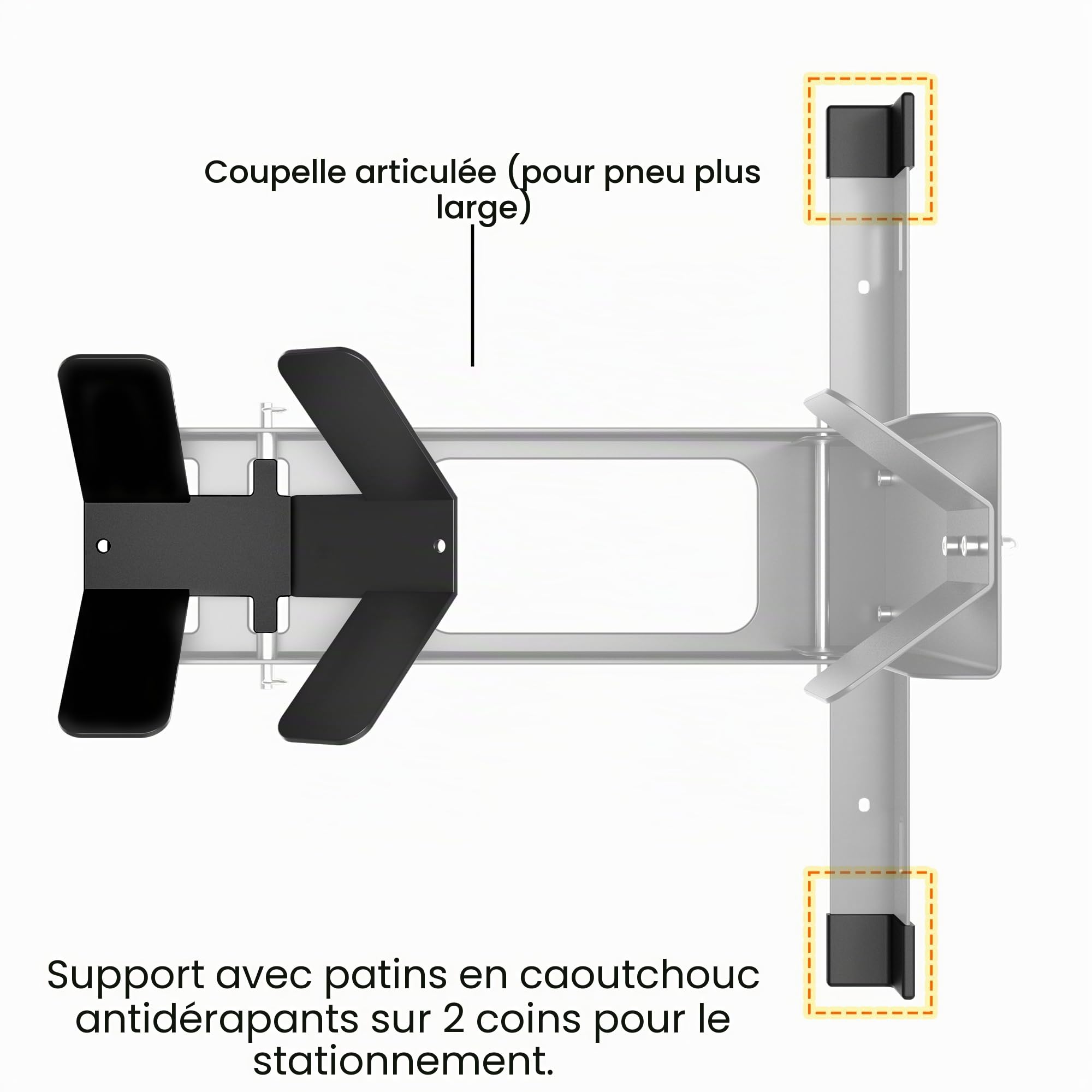 GRAND PITSTOP Cale de roue universelle pour moto Crusier, Sports et Dirt Bikes, très résistante capacité de charge de 907,2 kg, support de moto pour remorque, entièrement réglable, amovible et pliable