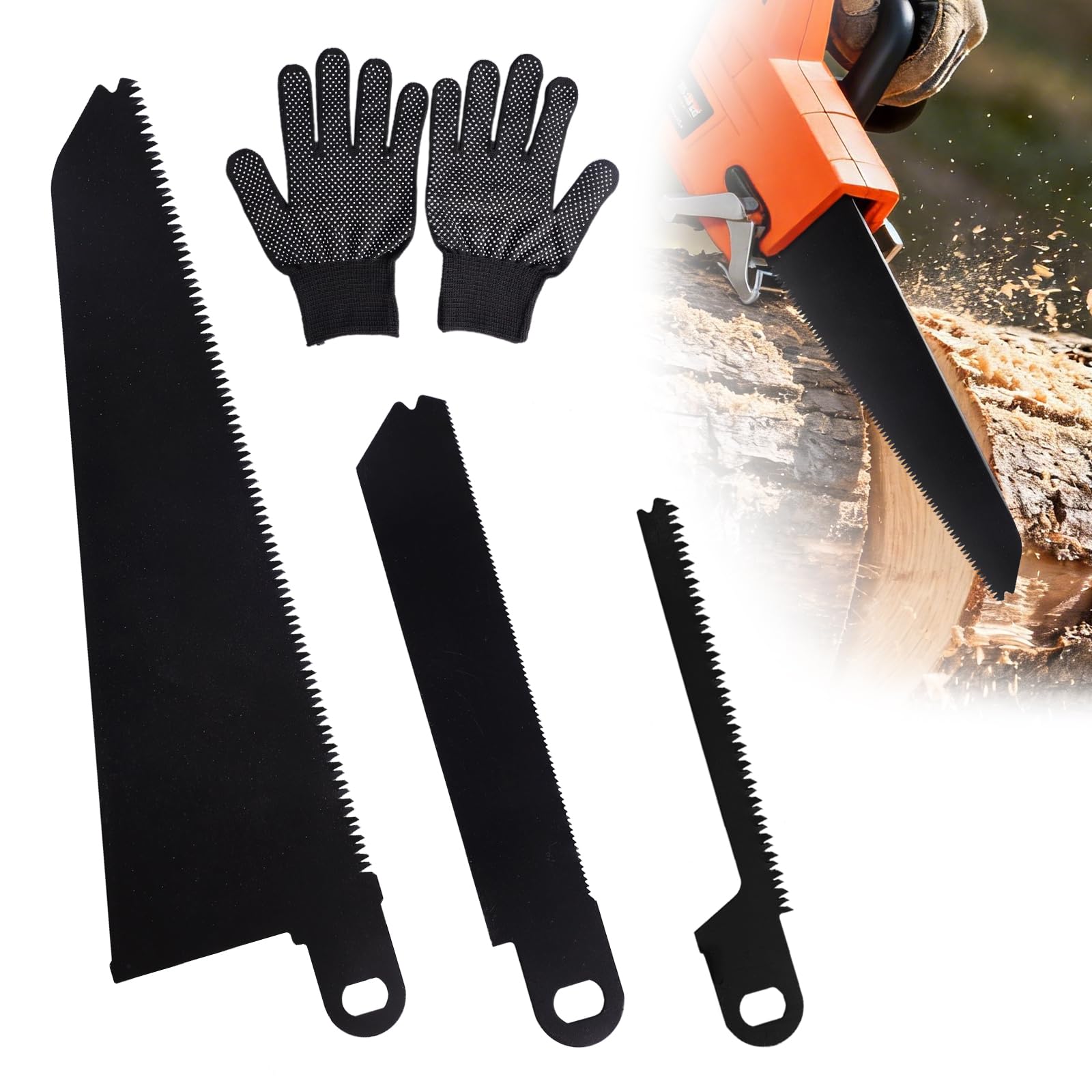 3-Piece Reciprocating Saw Blade Set, Steel Saw Blades Compatible with Black Decker Piranha Scorpion, Saw Blade Kit for Wood Plastic Cutting (Black)