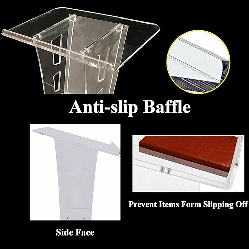 Miniatura 3 de Soporte de podio transparente para iglesias, conferencias portátiles y púlpitos para iglesias, plexiglás transparente, presentación, atril acrílico