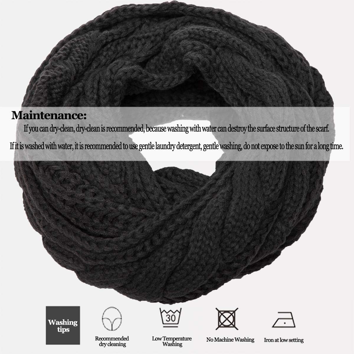 Womens Soft Thick Ribbed Knit Winter Infinity Circle Loop Scarf