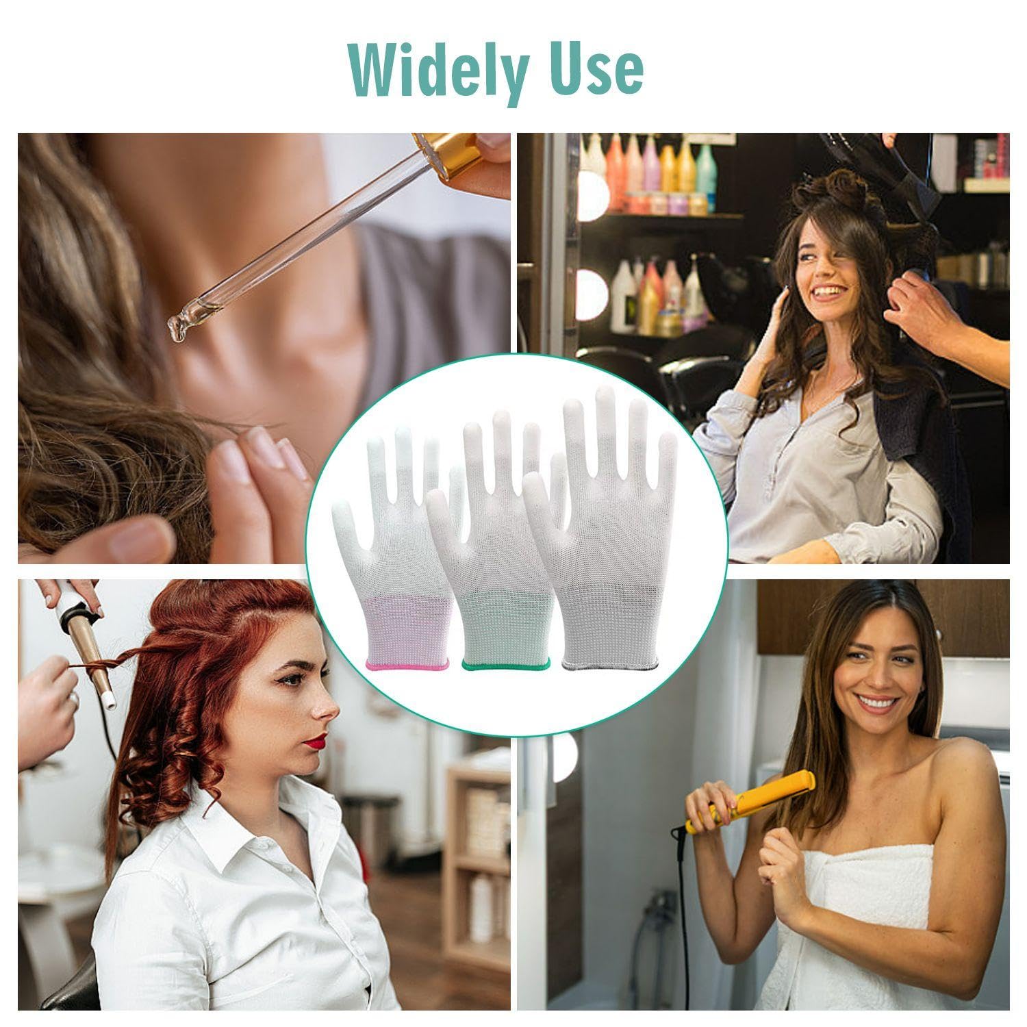 3 Paires De S Anti-Brûlure, De S De Coiffage Pour Curling, De S De Protection Résistants À La Chaleur, Adaptés Au Fer À Friser, À L'Attelle Électrique Et Aux Outils De Coiffage.