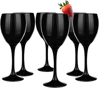 Glasmark KROSNO 1992 Weingläser Set Gläser 6 Stück 300 ml Weißweingläser Rotweingläser Wein Glas Dessert Coctail Wassergläser Spülmaschinenfest Schwarz