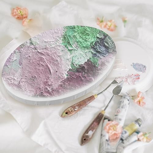 Miniatura 8 de VICASKY Lienzos de lona de 16 x 20 pulgadas, con forma ovalada, pintura blanca en blanco, suministros de pintura para verter acrílico, óleo,