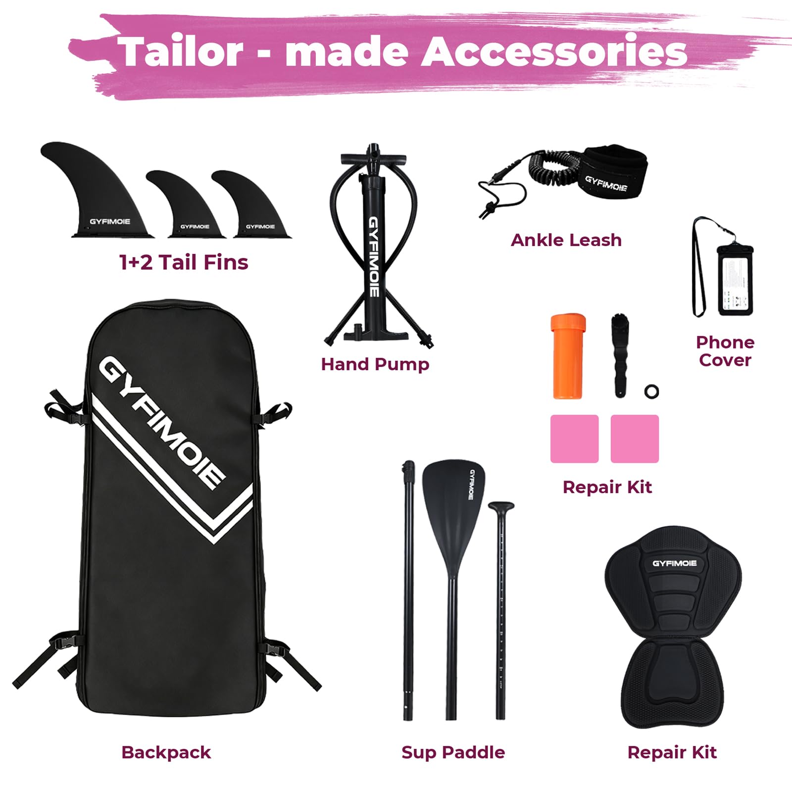 Gyfimoie Tavola da SUP gonfiabile di alta qualità, 325 cm, con supporto universale per fotocamera, accessori completi, pagaia regolabile, per principianti ed esperti