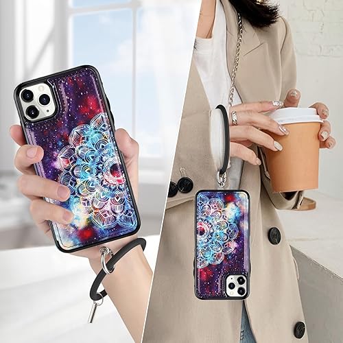 Miniatura 5 de HianDier Funda tipo cartera para iPhone 11 Pro Max de 6.5 pulgadas con pulsera, protector de pantalla + funda para cámara, con ranura para tarjeta