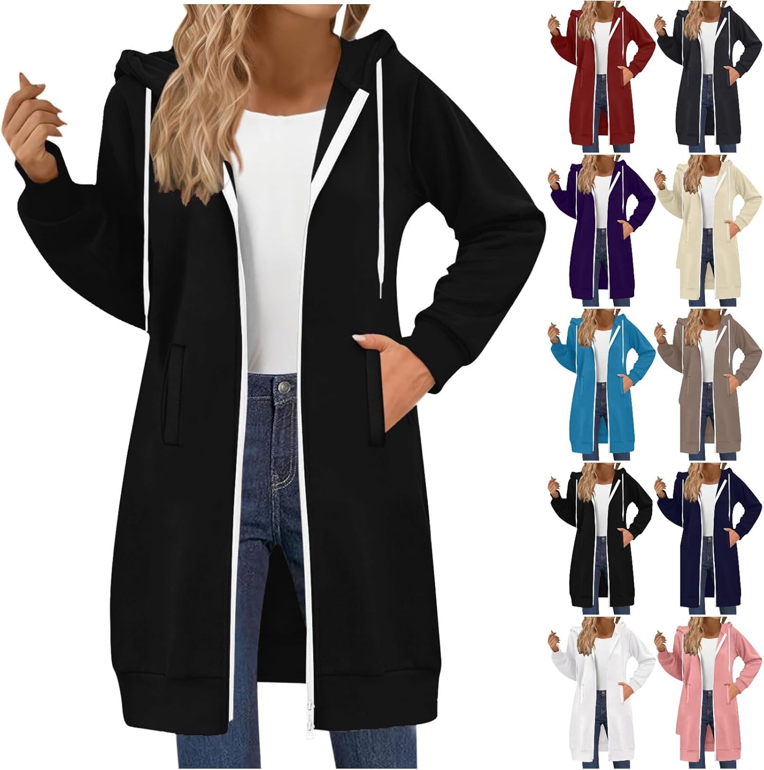 BlzzWo Oversize Kapuzenjacke Für Mädchen - Sportliche Sweatjacke Mit Reißverschluss 3-14 Jahre