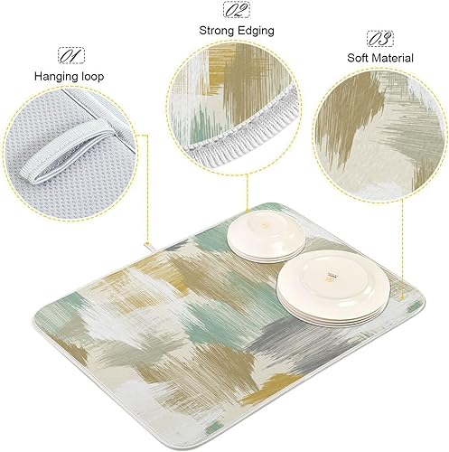 Miniatura 4 de Geometric Pattern Multicolored Drying Dish Mat Dish Draining Mat For Kitchen Counter Kitchen Countertop Mat Tapete Para Cocina 16'' x 18''