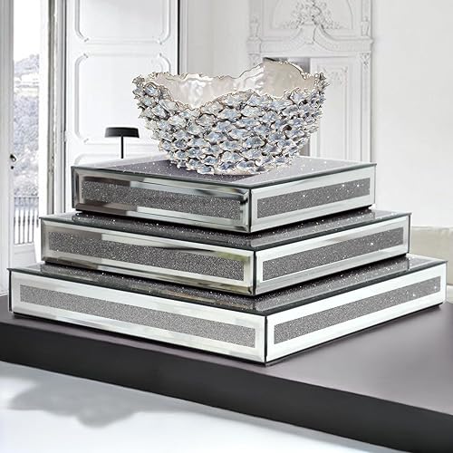 Miniatura 2 de GIMORRTO Espejo elevador de 3 piezas, plataforma de exhibición de mesa de acento glamoroso para piezas decorativas, Showpeice espejado 3