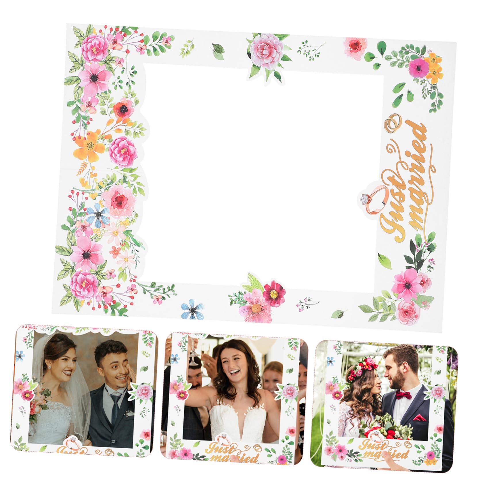 2stücke Blumenmuster Papier Foto-Rahmen Romantische Foto-Requisiten Für Hochzeiten Party-Dekorationen Kreative Selfie-Accessoires Langlebig Für Unvergessliche Momente