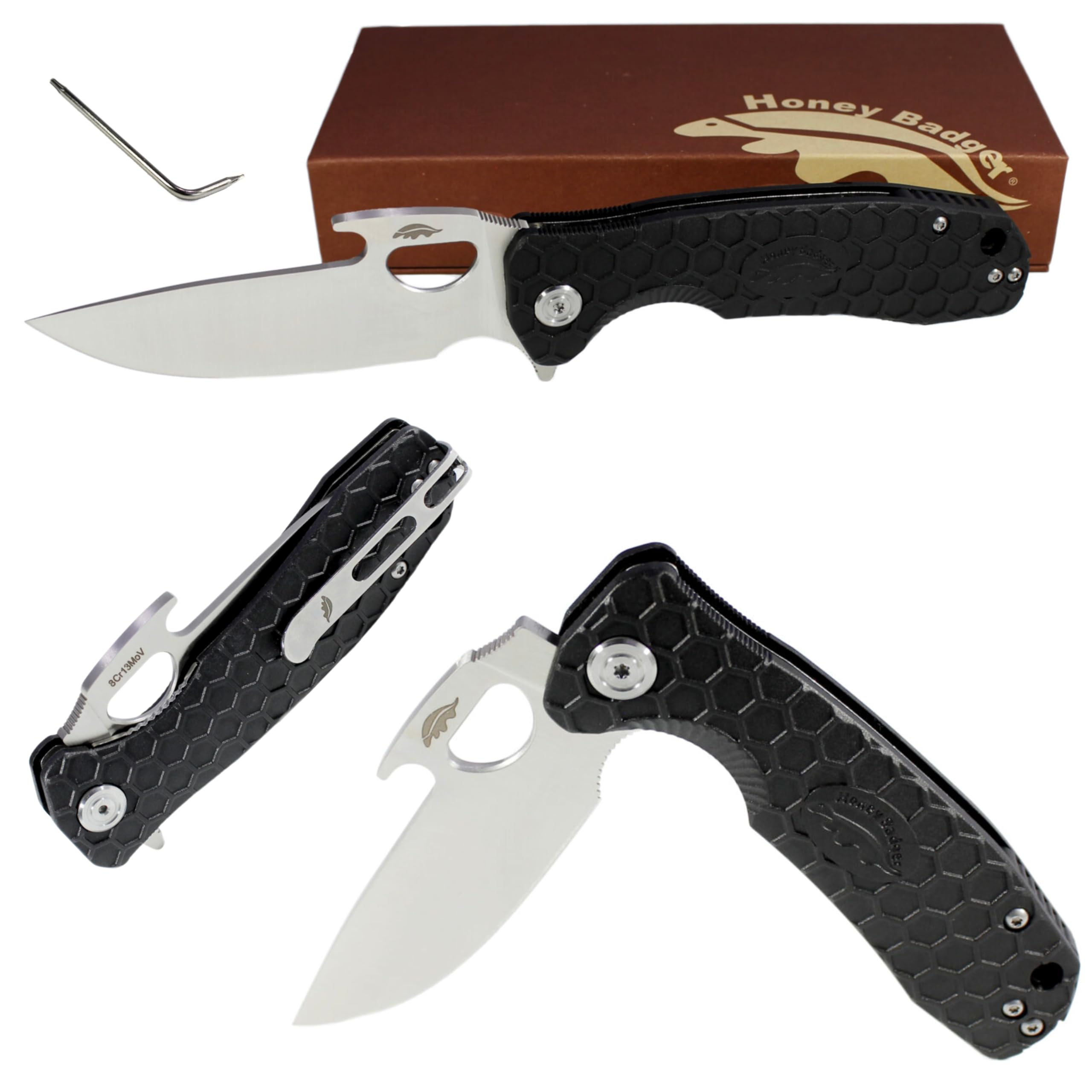Opener Camping Knife - Black, Medium Black M HB1061
