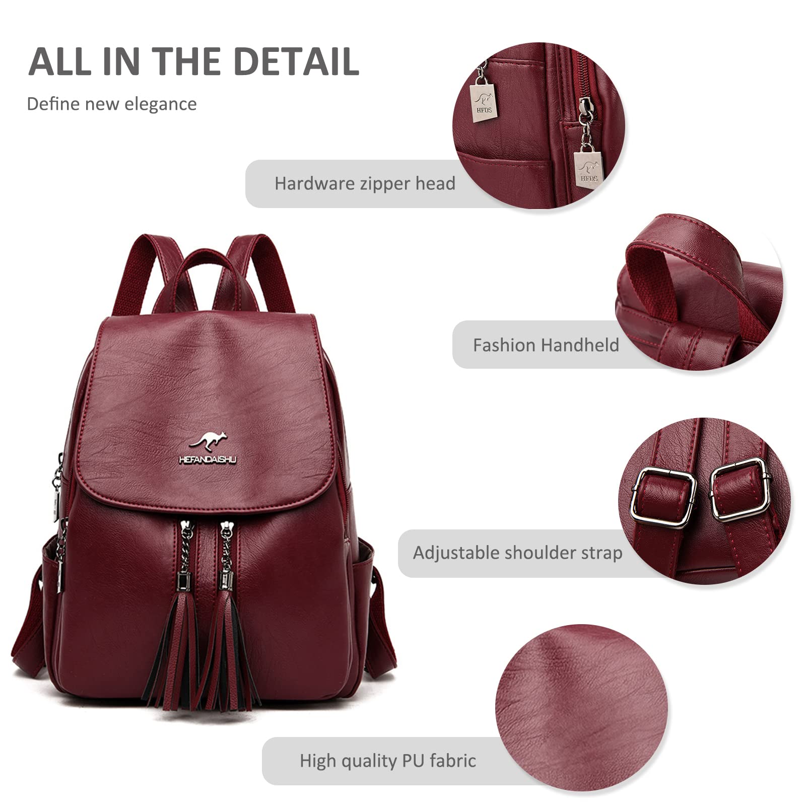 Nicole & Doris Mochila Elegante de Cuero Antirrobo - Bolsa de Viaje Universitaria Casual con Solapa