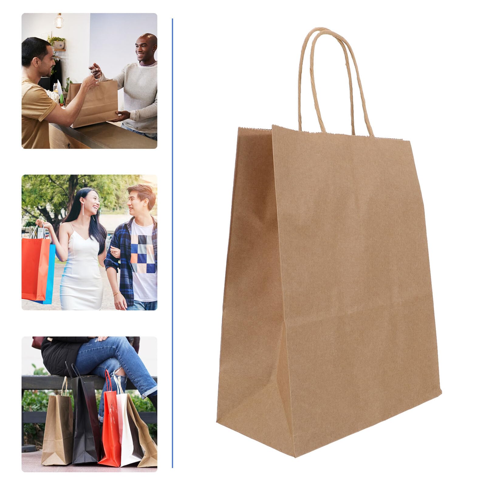 25 Stück Papiertüten mit Henkel aus Kraftpapier für Snacks