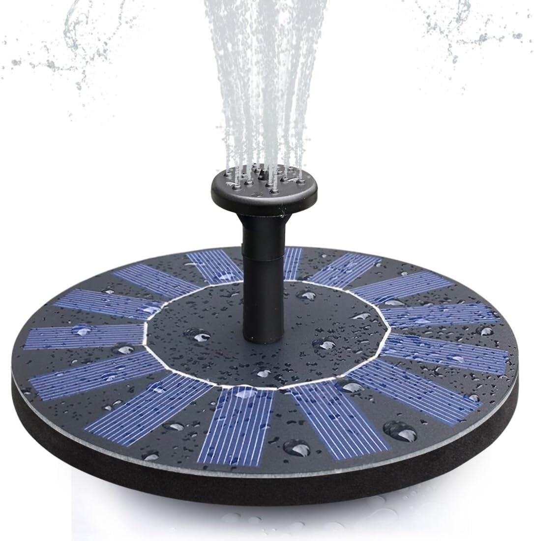 CONXWAN Solar Fountain, Solar Bird Bath Fountain Pump 1.4W Free Standing Outdoor Water Pump for Outdoor, Garden, Pond, Patio and Garden