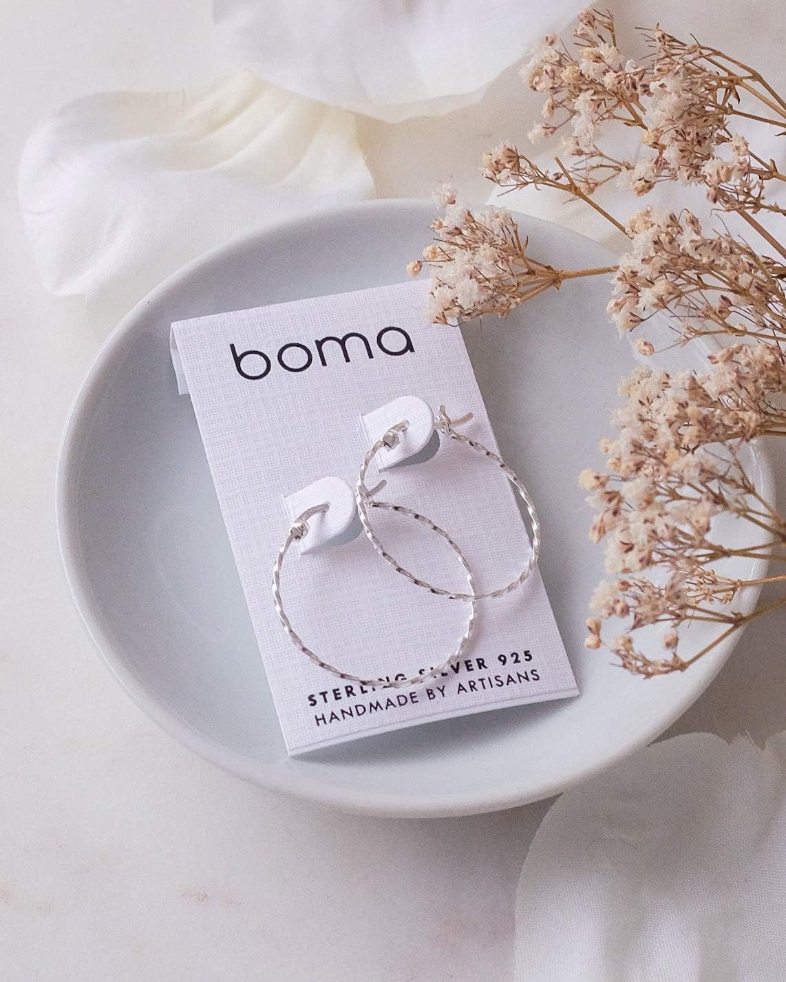 Boma Jewelry Sterling Silver Twist Round Snap Down Hoop Earrings - Image 3