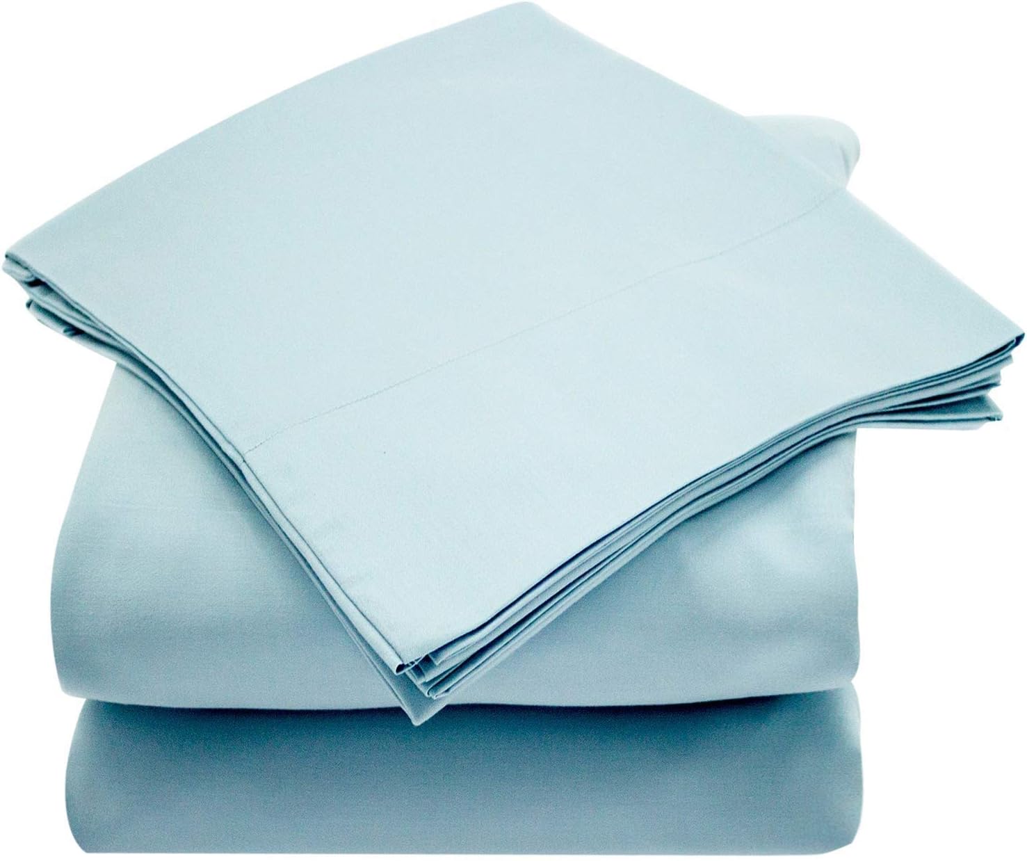 Callista 100% Cotton Sateen Sheet Sets Long Staple 500 Thread Count -King Size, 4 Piece -1 Flat Sheet 1 Fitted Sheet and 2 Pillowcase - -Light Blue