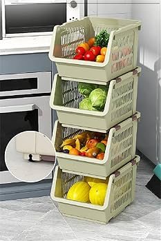 Amazon.co.jp: プラスチック多層ラック式 キッチン用野菜収納棚 多機能