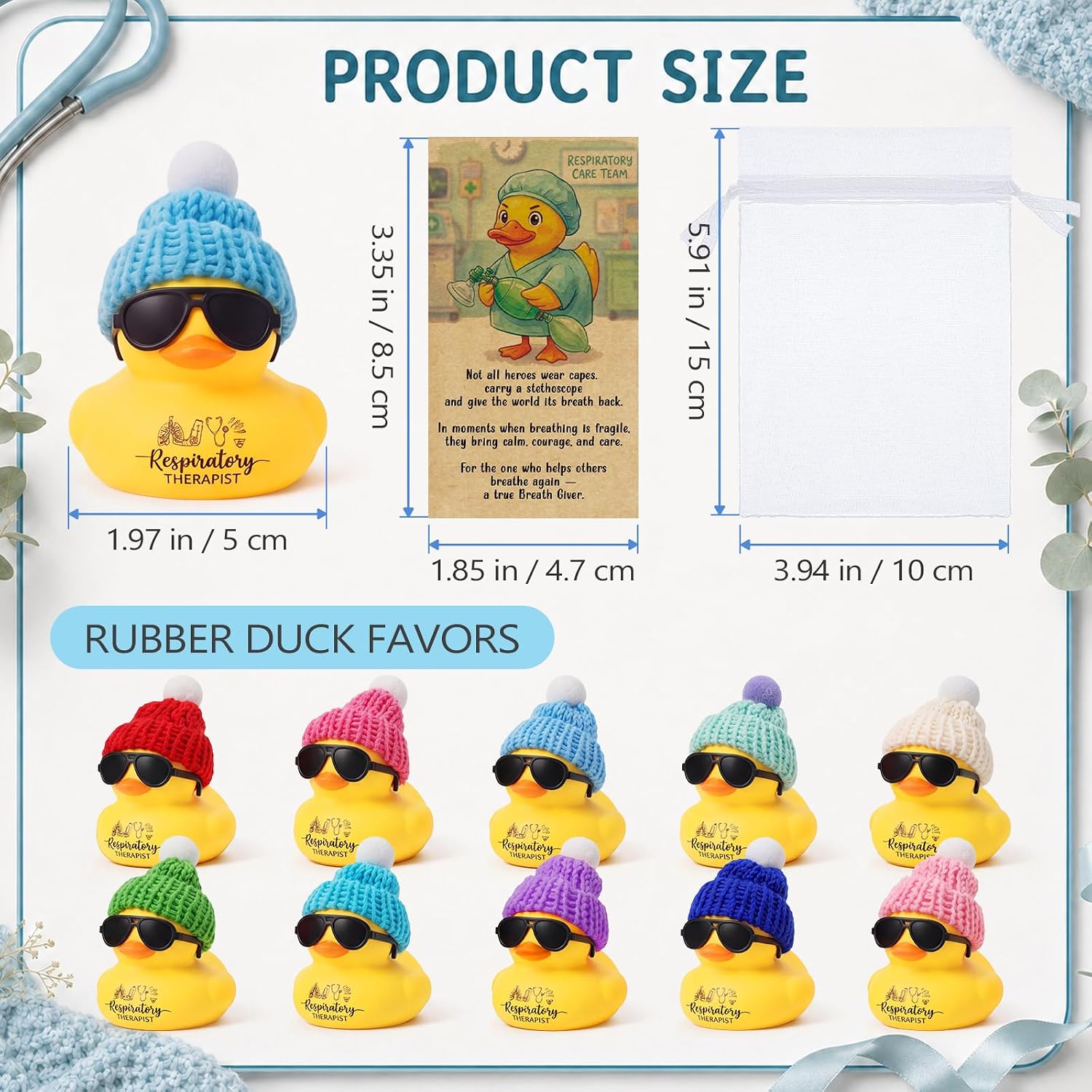 Liliful 10 Sets Respiratory Therapist Gifts Rt Care Week Mini Rubber Ducks