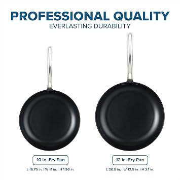 Viking Nonstick Frying Pans, 2 Piece Hard Anodized Kitchen Cookware, 10 and 12 Inch, Gray