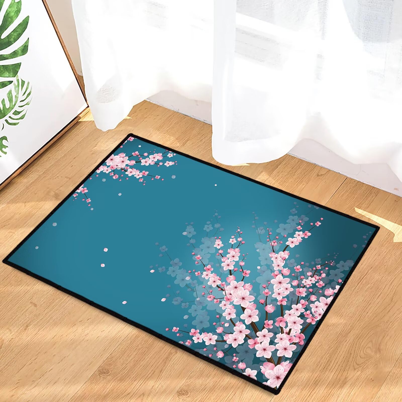 VANOVICH Entrance 2x3 Rug,Floral Rugs for Bedroom,Pink Cherry Blossom Flowers Spring Theme Door Mat Indoor,Small Throw Rugs Washable Non Slip Floor