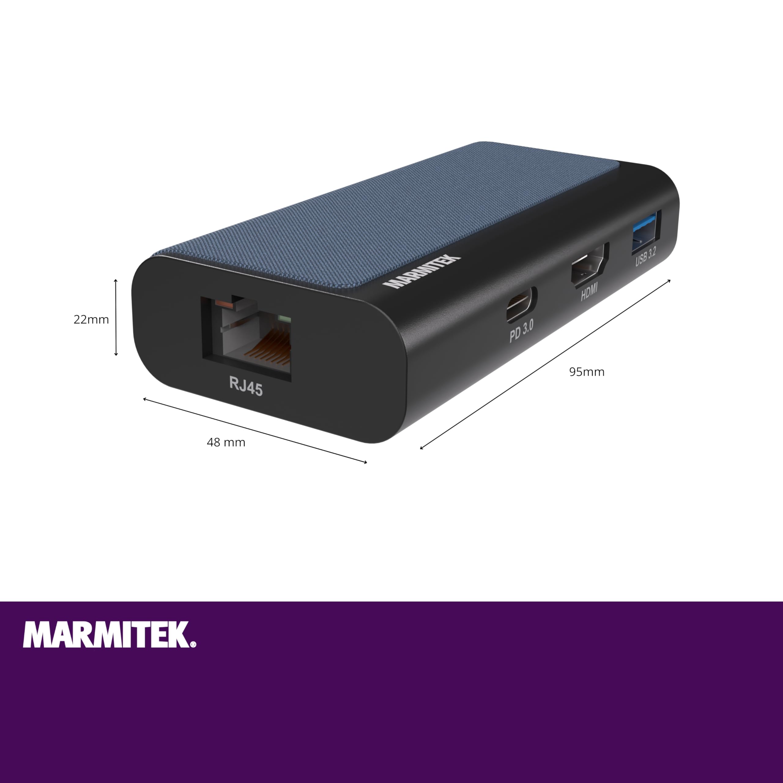Hub USB C 4 w 1 - Marmitek Hub USB-C 4 - Adapter USB C HDMI 2.0 - Stacja dokująca USBC (HDMI, USB-C, USB-A, Ethernet RJ45 - Kompatybilny z iPhone 15, MacBook, iPad Pro, Surface, Galaxy S24-USB 3.2