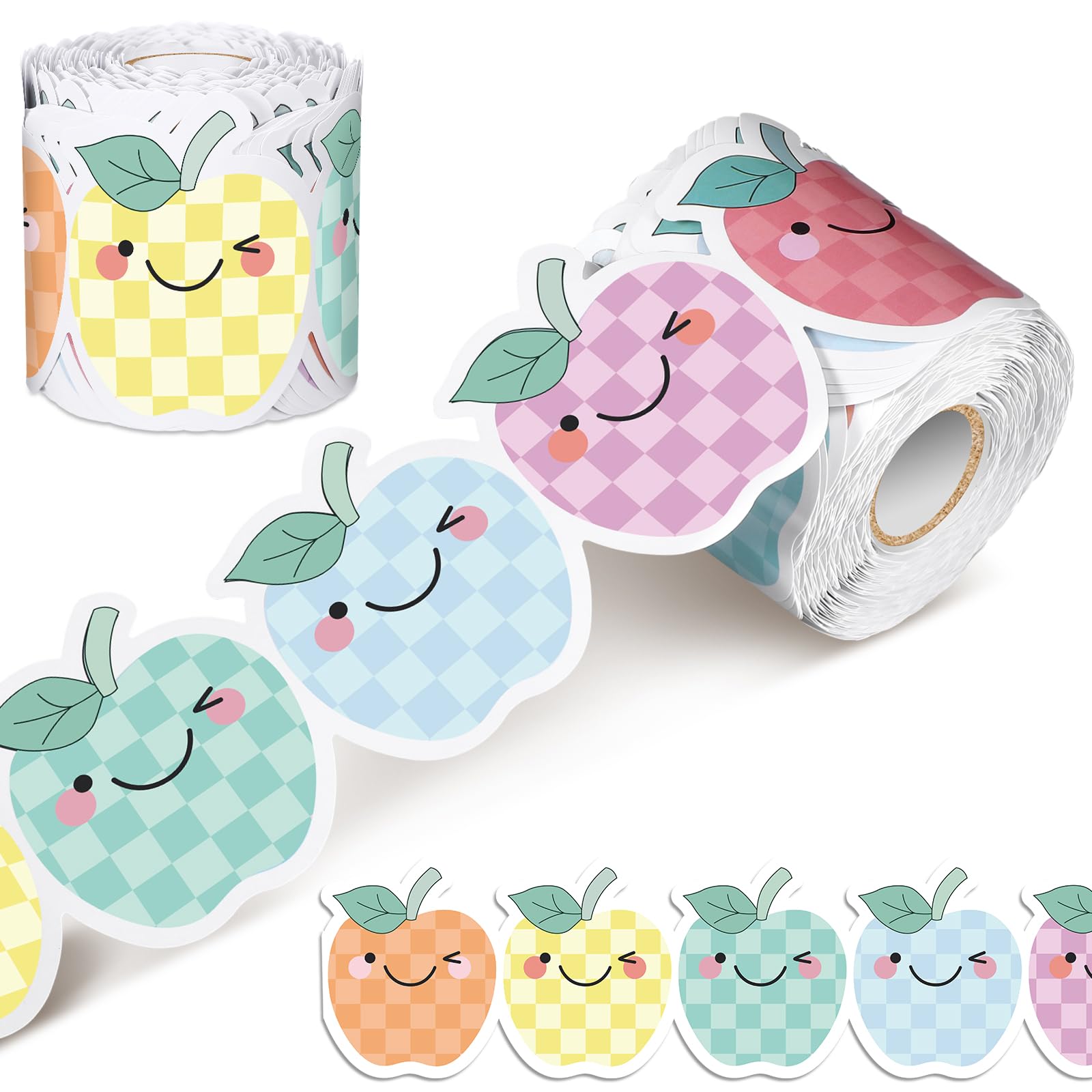 Zonon 65 Feet Apple Bulletin Board Borders Colorful Checkerboard Bulletin Board Trim Border for Back to School Classroom Decor(Pastel Apple)