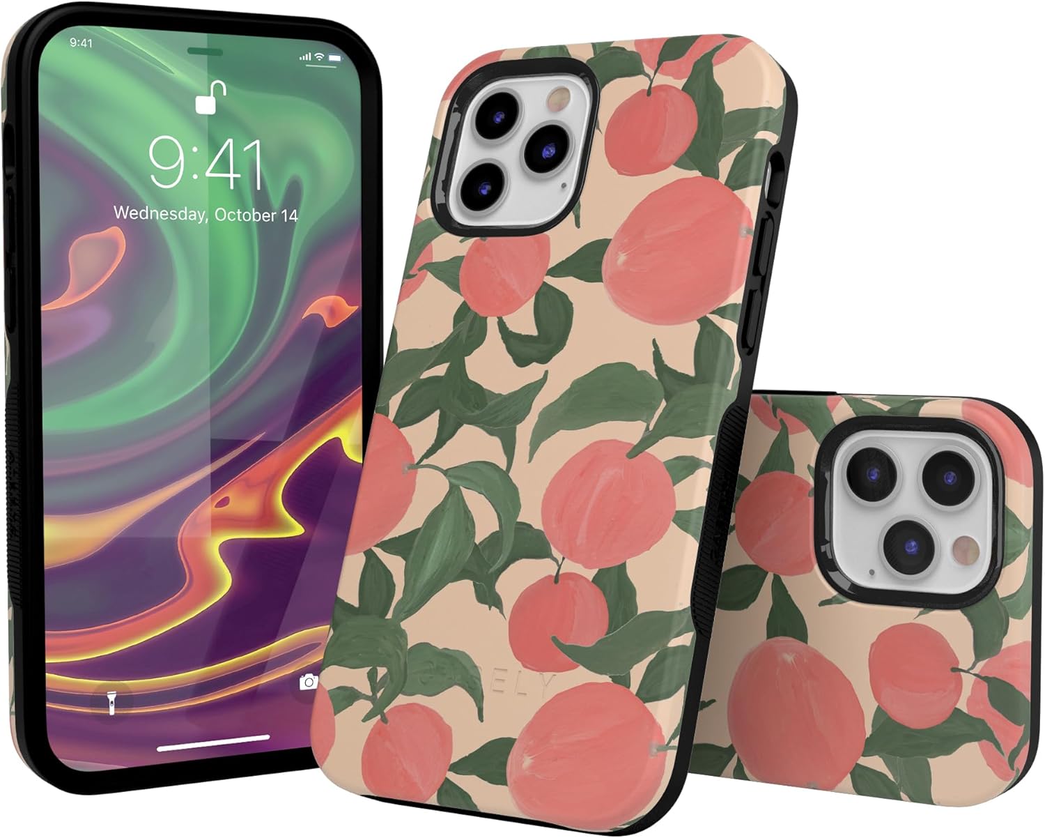 Casely iPhone 12/12 Pro Case | Feeling Peachy | Blush Vines | Bold Protective Design | Compatible with MagSafe