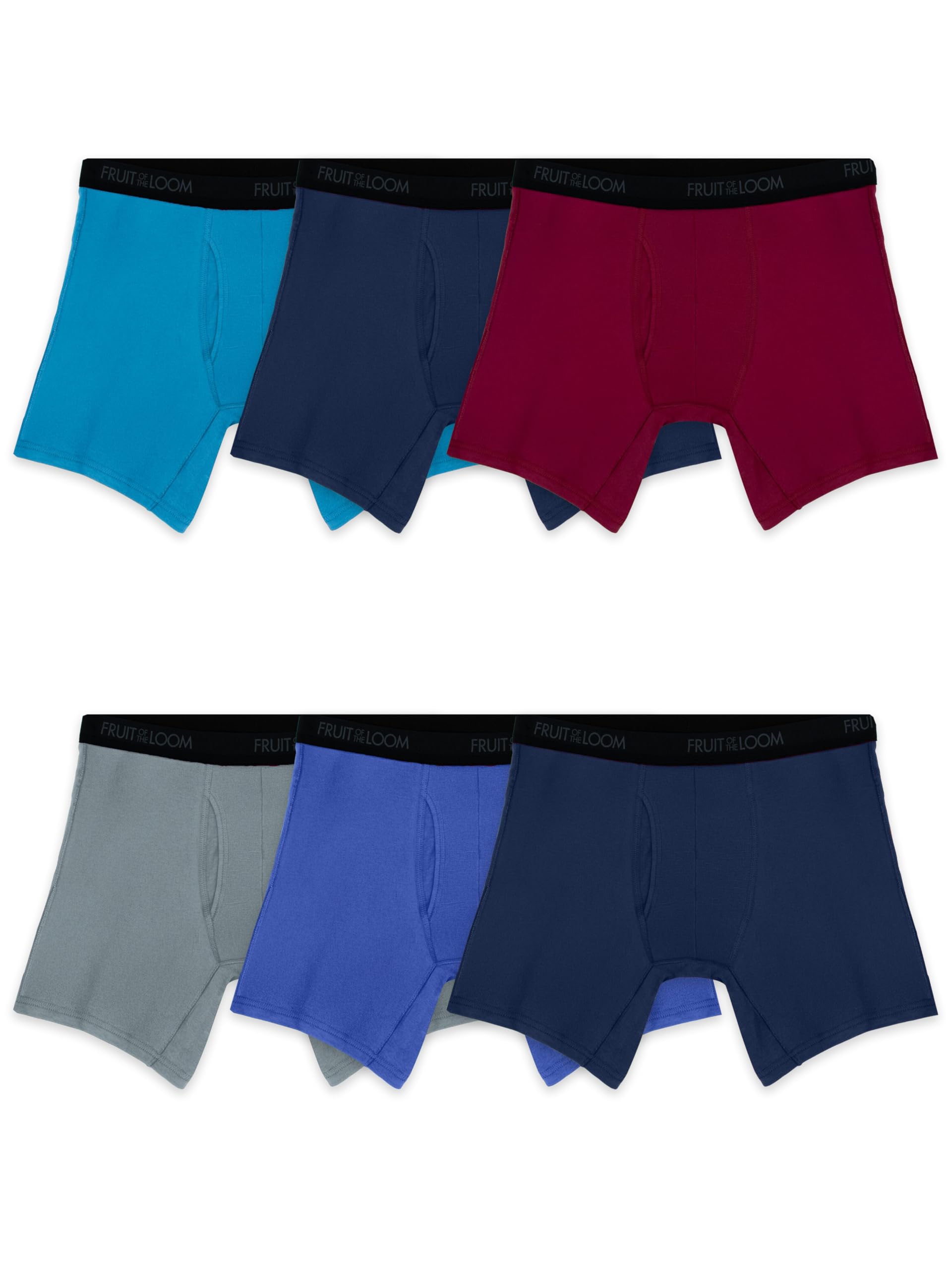 Fruit of the Loom Men's 4-Way Stretch Boxer Briefs | Lightweight & Moisture Wicking Underwear | Long, Regular Leg & Trunk, Regular Leg - Cotton Stretch - Colors May Vary, M