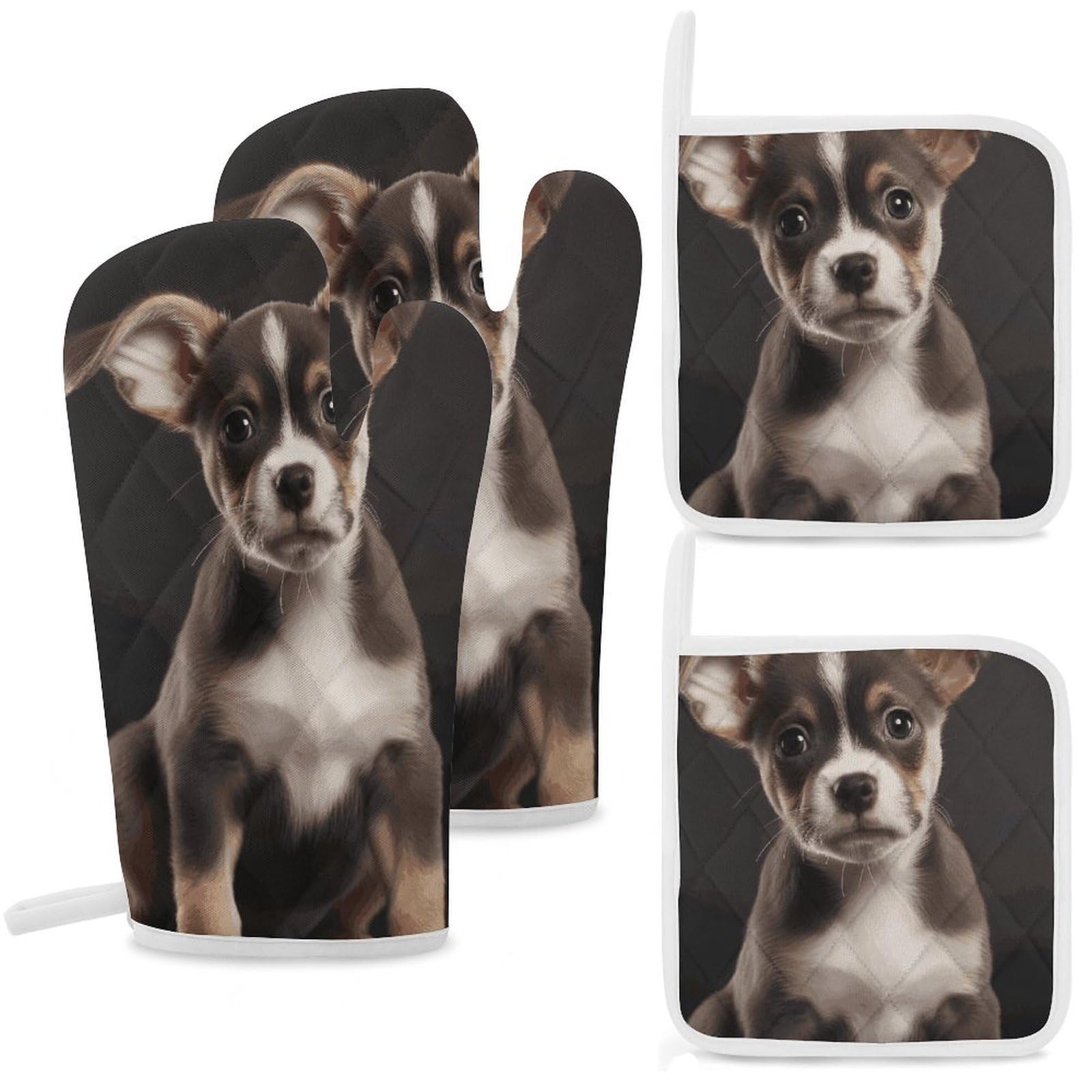 Gants de cuisine mignons chien anti-chaleur et maniques de cuisson