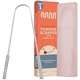 MasterMedi Tongue Scraper with Case Easy to Use Tongue Scraper for Adults, Tongue Cleaner for Oral Care & Hygiene (Single Pack (with Travel Case))
