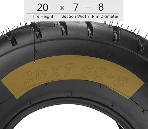 Miniatura 4 de Autoforever Juego de 2 neumáticos ATV UTV de 20 x 7.00-8, neumáticos de barro todo terreno de 20 x 7.00-8, 6 capas, sin cámara, banda de rodadura no