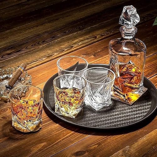 Miniatura 5 de KANARS Juego de decantador de whisky de cristal de alta calidad, decantador de licor hecho a mano con 12 vasos antiguos para whisky, bourbon y