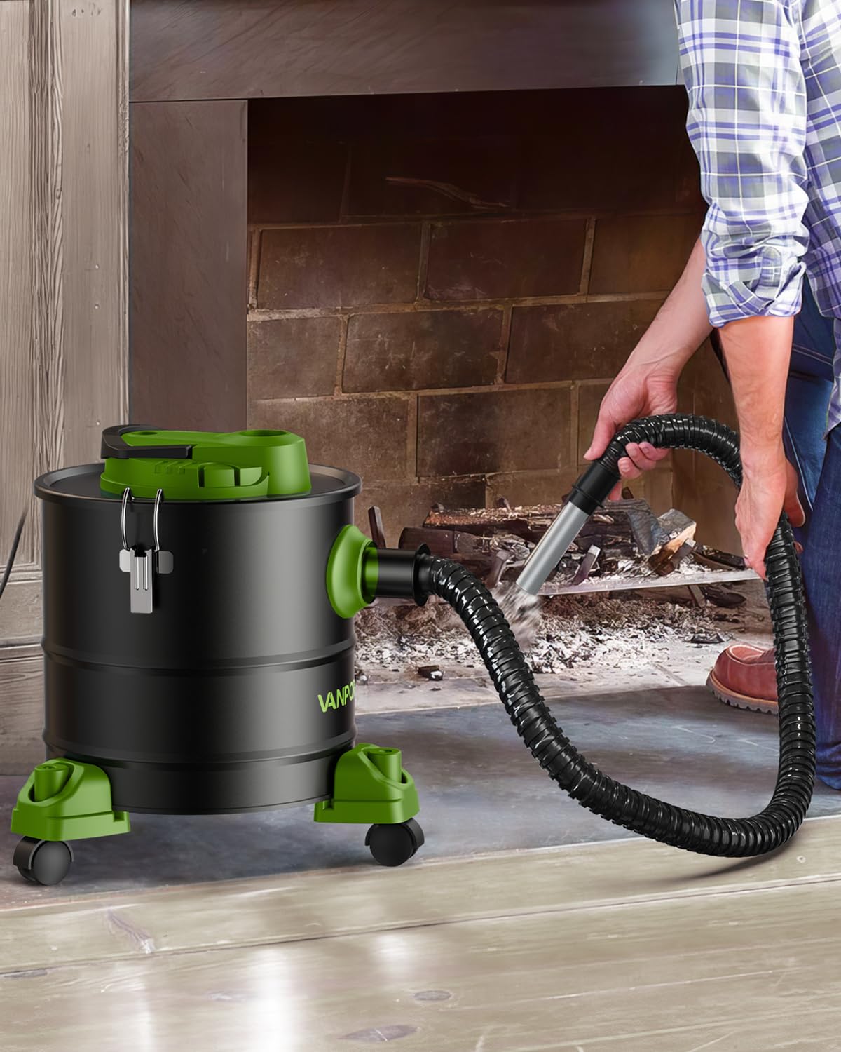 Aspirateur à Cendres 5,2 Gallons 1200 W avec Base à Roulettes pour Poêles à Granulés, Cheminées, Barbecues, Poêles à Bois