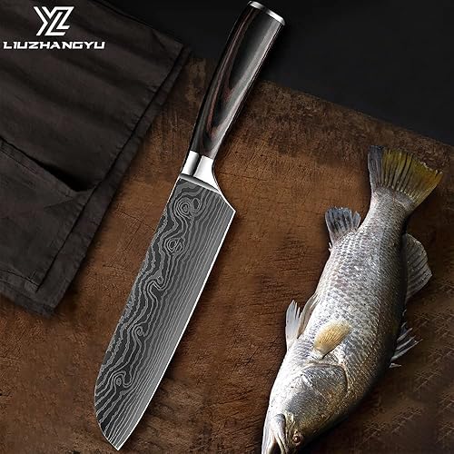 Miniatura 3 de Juego de cuchillos de chef profesional, 3.5-8 pulgadas, cuchillos en caja de acero inoxidable 5Cr15mov ultra afilados japoneses con fundas, juegos