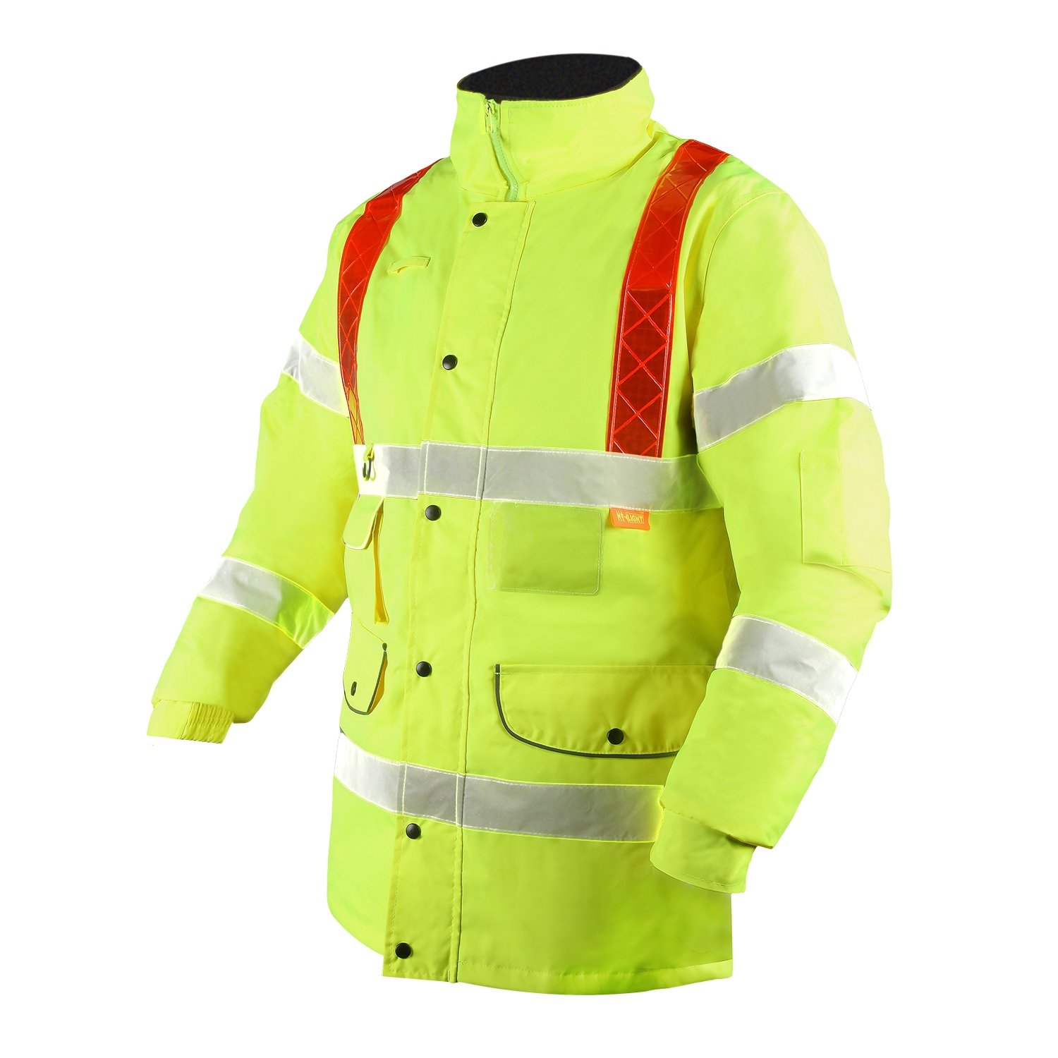 Brook Hi Vis Uk Unisex Yellow Orange Brace Hi Vis Parka Jacket Reflective, Waterproof, Conforms To En20471 Class 3, High Visibility, By Brook Hi Vis, Xxxlarge