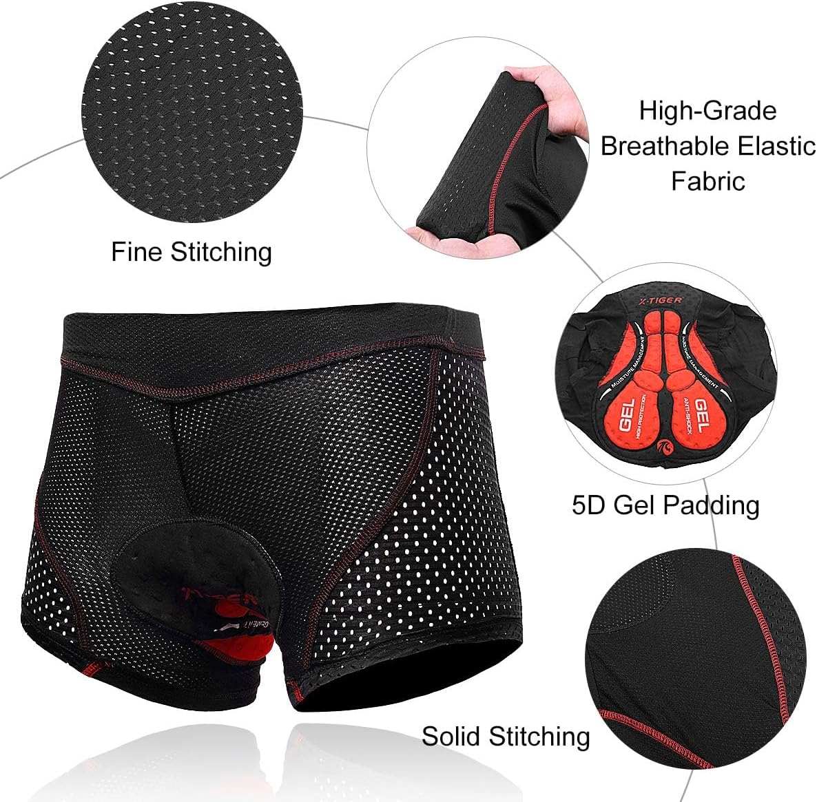 X-TIGER Men's Cycling Underwear Shorts 5D Padded Gel,MTB Biking Shorts Pants with Breathable,Adsorbent Design - Image 6