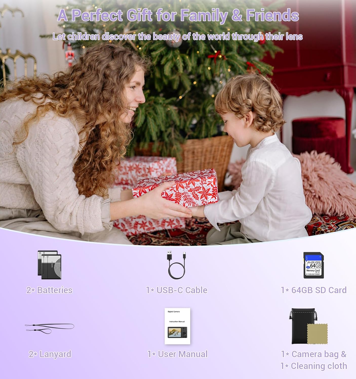 Digital Camera, 2026 Upgraded FHD 4K Camera Digital with 16X Zoom, Small Portable Camera with 64GB Memory Card 2 Batteries, Compact Travel Digital Camera for Beginners Students Boys Girls