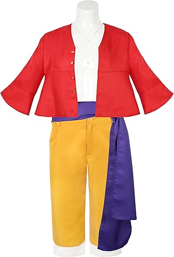 Miniatura 7 de SOOFILM Monkey D. Luffy - Disfraz de una pieza Luffy Cosplay Anime Coat Wano Country Disfraces Halloween Party Conjunto completo