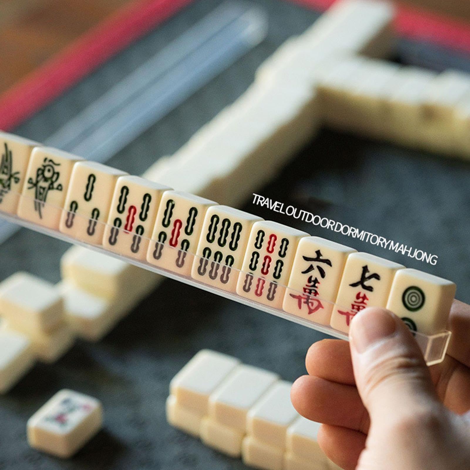 Générique Set De Mahjong Chinois Complet 144 Tuiles Portables | Jeu De Société avec 2 Cartes De Rechange Et 2 Dés | Jeux Interactifs en pour Adultes Débutants Réunions Fêtes Maison Voyage Cadeau