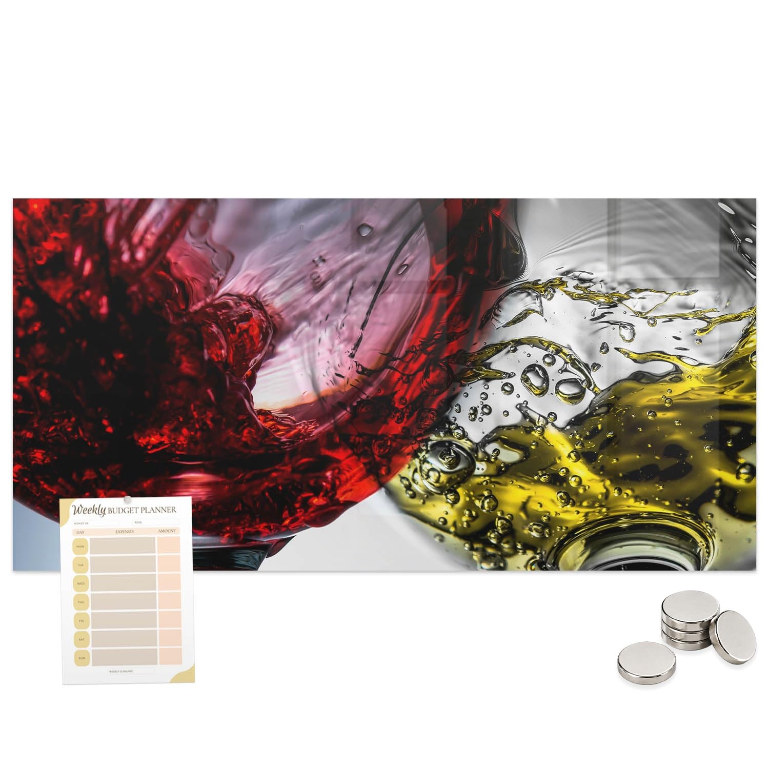 Tablero Imantado 100x70 de Cristal Templado con Copas de Vino para Pared 8