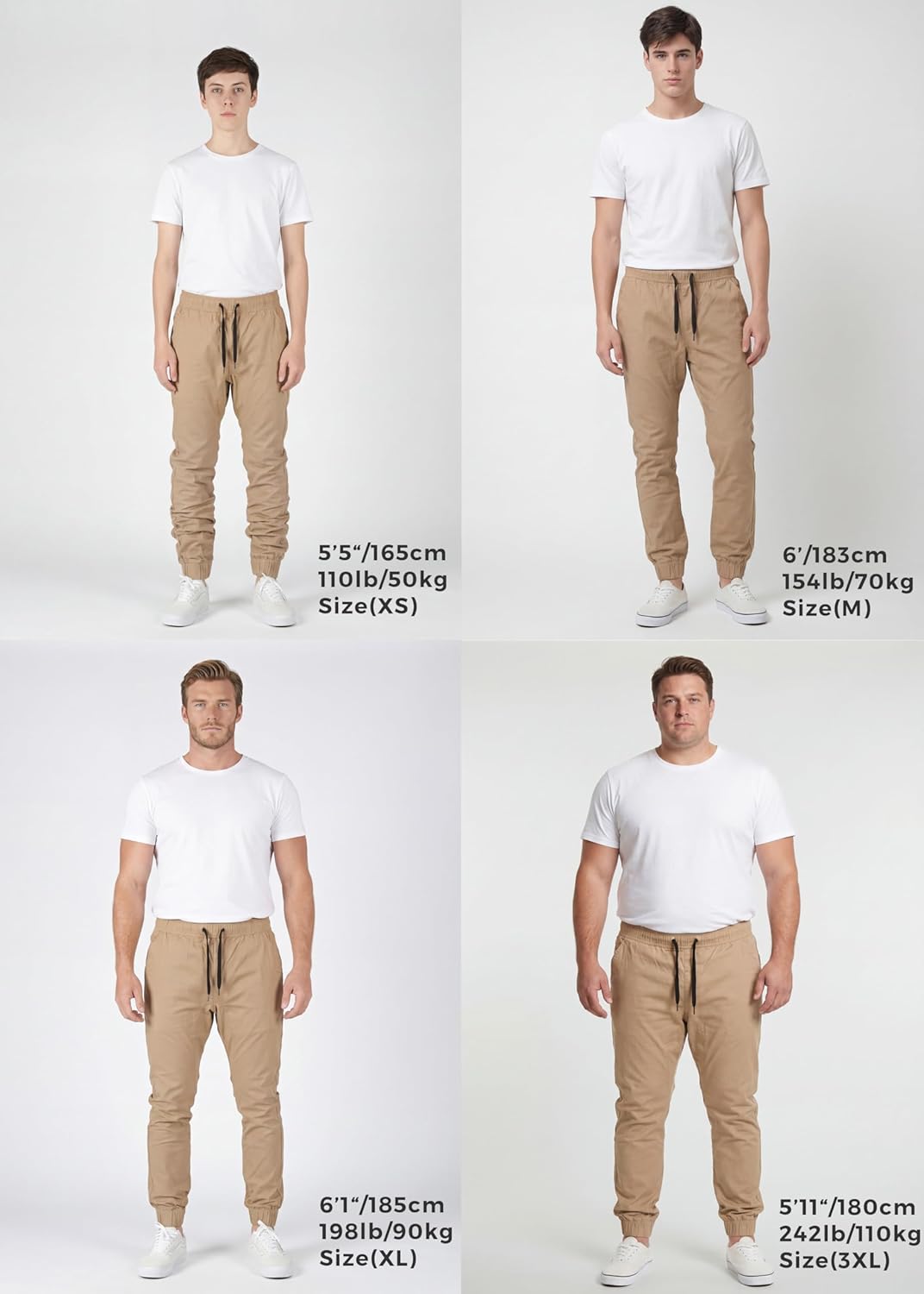 ITALYMORN Khaki Chino Joggers for Men Twill Stretch Casual Pants with Pockets - Image 6