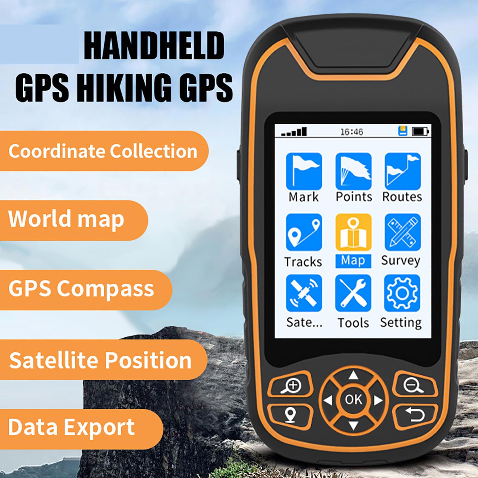 MObyat Localizador GPS De Latitud Y Longitud, Equipo Portátil De Topografía GPS, 9 Modos, Adquisición De Coordenadas, Posicionamiento, Medición De Áreas, Medición De Longitudes, para Topografía