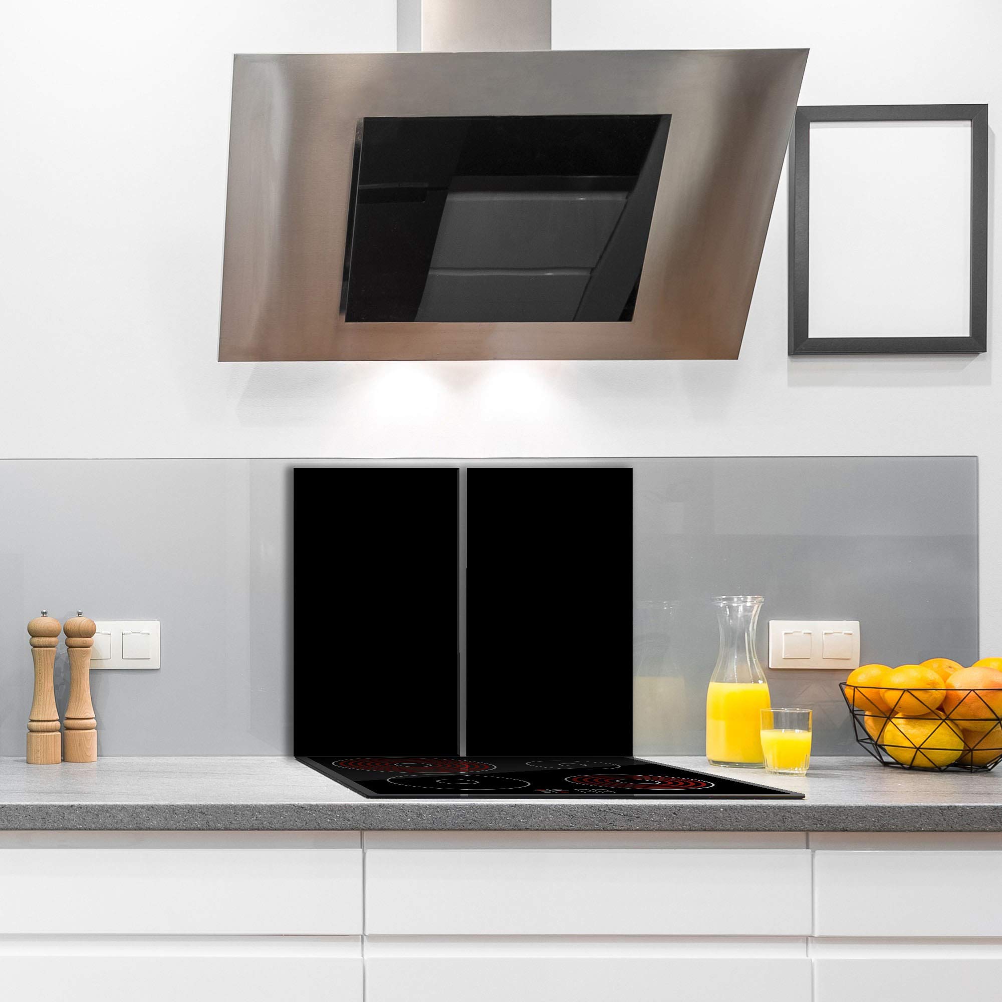 decorwelt | Herdabdeckplatte Schwarz 2x30x52 Ceranfeldabdeckung 2 teilig Universal Abdeckung Kochplatten Glas Induktion Herdschutz Deko Schneidebrett Spritzschutz